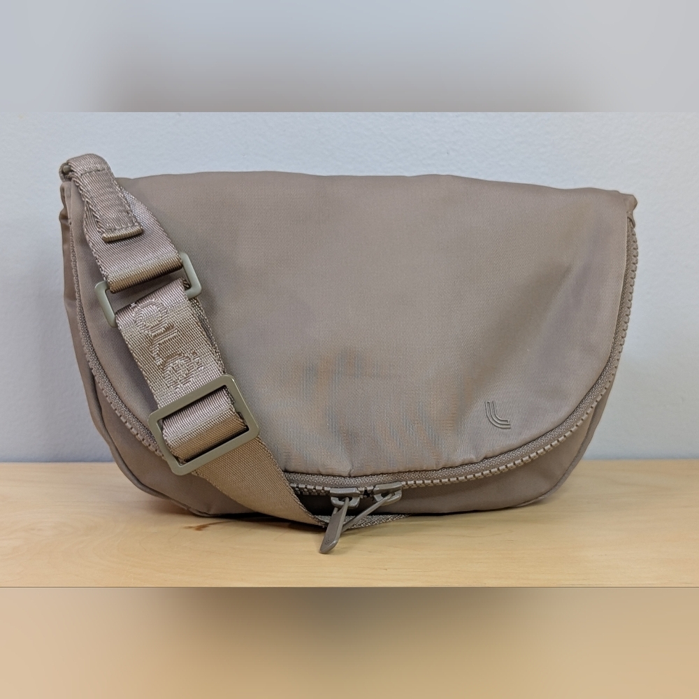 Lolë | Lole Lily Nylon Crossbody Fold-over Crescent Bag, Beige / Taupe